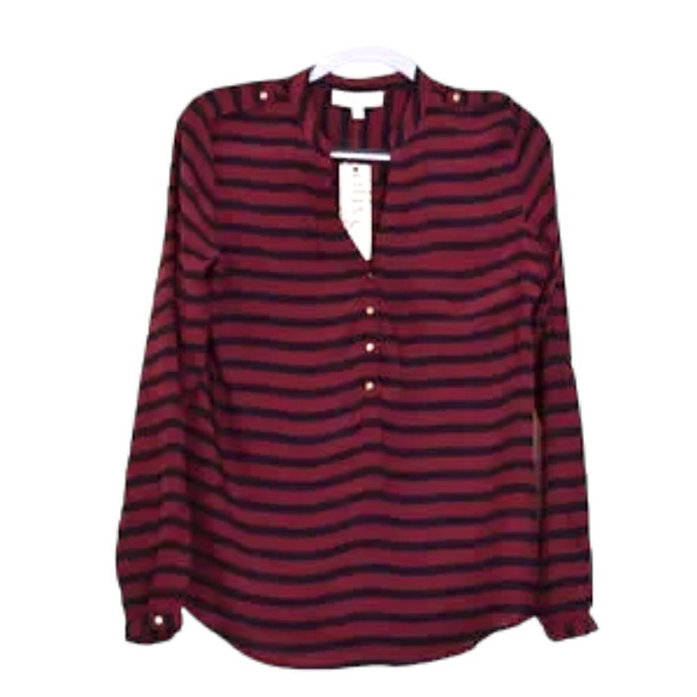 Olive & Oak Long Sleeve Blouse Crimson/Ink Size S